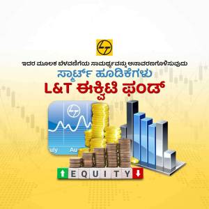L&T Equity Fund advertisement in Kannada with financial graphics
