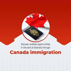 Canadian passport with Canadian flag, promoting immigration to Canada