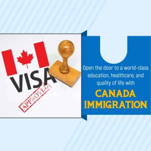 Canada Visa Stamp with Canadian Flag