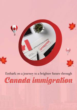 Canada immigration application with maple leaves and Canadian flag