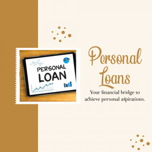 Image of a tablet displaying a personal loan advertisement with text 'Personal Loans' and a graph.