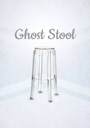 Clear acrylic ghost stool on a light gray background