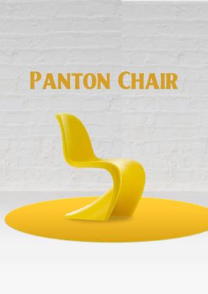 Yellow Panton Chair on a white brick wall background