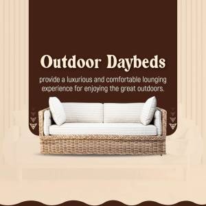 White outdoor daybed with wicker frame on a brown background
