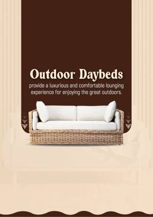 White wicker daybed with cushions on a brown background