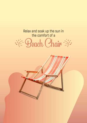 A colorful beach chair against a gradient background with text promoting relaxation.