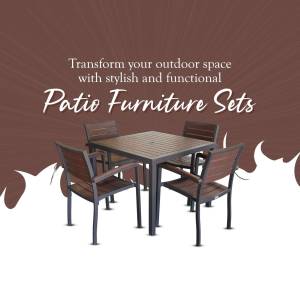 Outdoor patio furniture set with table and four chairs
