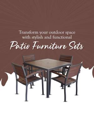 Outdoor patio furniture set with table and four chairs
