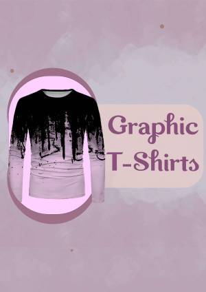 Long sleeve black and white graphic t-shirt mockup with dripping paint effect