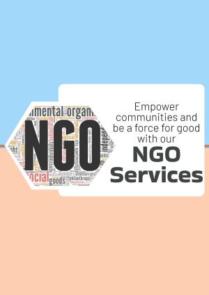 Image depicting an NGO logo and services with a focus on community empowerment.