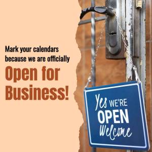 We're Open For Business! Marketing Image For X