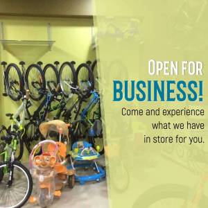 Bike Shop - Open For Business Business Poster For Facebook