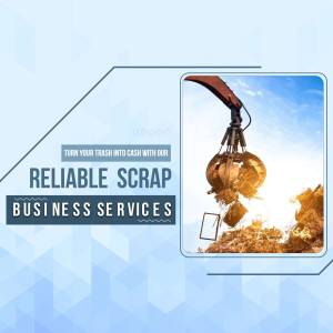Image of a robotic claw holding scrap metal with text promoting scrap business services.