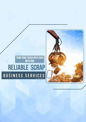 Image of a crane lifting scrap metal with text promoting scrap metal recycling services.