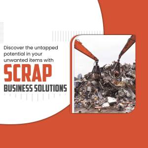 Image promoting Scrap Business Solutions with a scrapyard scene.