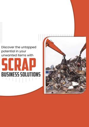 Image of a scrap yard with a crane lifting metal, promoting scrap business solutions.