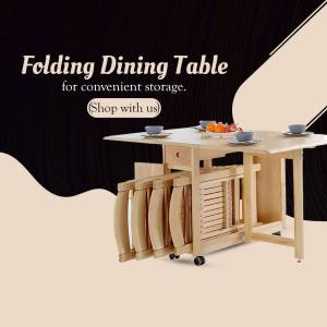 Light wood folding dining table with four matching chairs, ideal for small spaces.