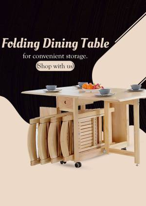 Light wood folding dining table with chairs, ideal for small spaces.