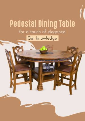 Round pedestal dining table with chairs in a warm-toned room