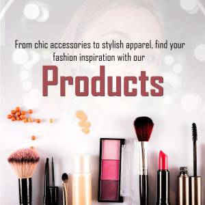 Advertisement for fashion products including makeup, accessories, and apparel.