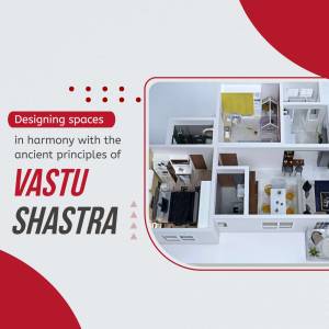 Floor plan with Vastu Shastra text overlay