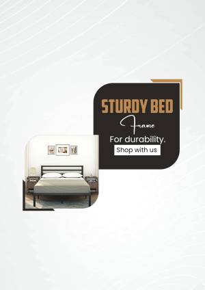 Advertisement for a sturdy and durable bed frame