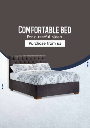 Image of a comfortable gray bed with white bedding, promoting a restful sleep.