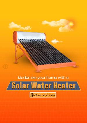 Solar water heater with a blue sky and clouds background