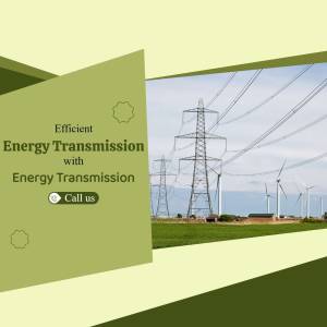 Image of high-voltage power lines and wind turbines representing efficient energy transmission.