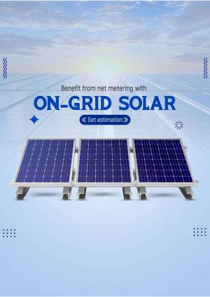 Image of on-grid solar panels with text promoting net metering.