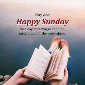 Person reading a book with feet up, wishing a Happy Sunday