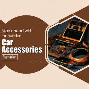 Image of luxury car interior accessories with a promotional text.