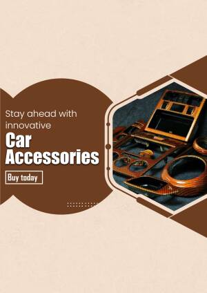 Promotional image featuring luxury car interior accessories with a brown and beige color scheme.
