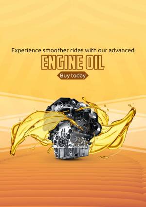 Engine oil splash with engine block and text promoting smoother rides