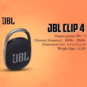 JBL Clip 4 portable Bluetooth speaker in black color