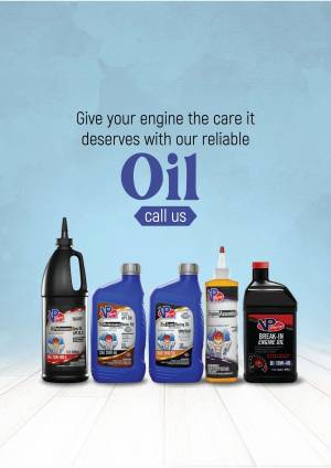Selection of engine oil bottles with a call to action