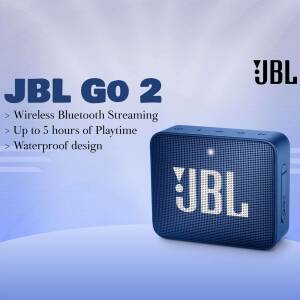 JBL Go 2 portable Bluetooth speaker in blue color