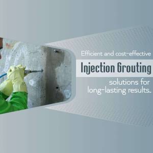 A worker performing injection grouting on a concrete wall.