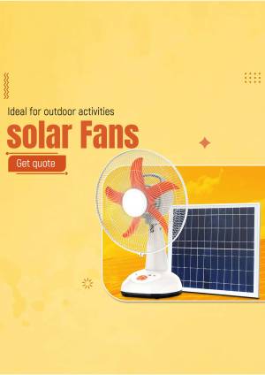 Solar powered fan with solar panel for outdoor use
