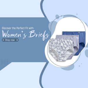 Advertisement for women's briefs with a variety of colors and patterns.