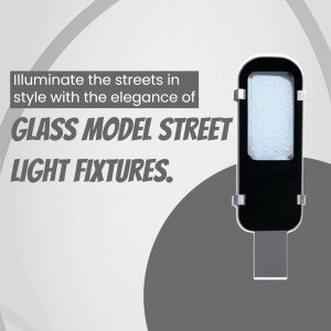 Modern glass model street light fixture on a gray background
