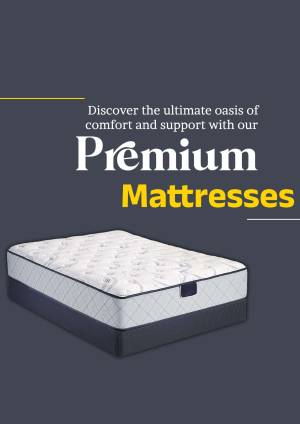 Image of a premium mattress with text promoting comfort and support.