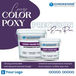 Image of Conzo Color Poxy epoxy coating buckets with product features.