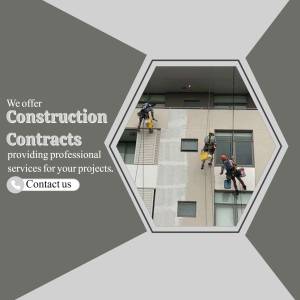 Construction workers rappelling down the side of a building for maintenance or construction work.