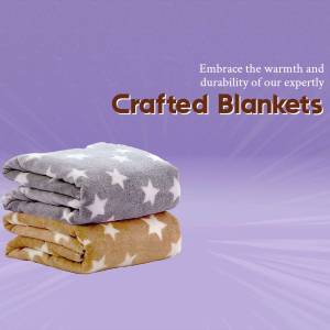 Folded blankets in gray and tan with star pattern, promoting warmth and durability.
