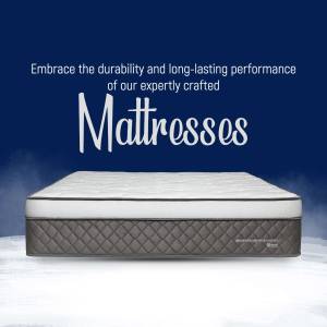 Image of a gray mattress with the text 'Mattresses' prominently displayed.