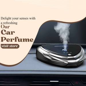 A sleek, black car perfume diffuser emitting a refreshing scent.