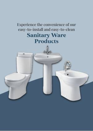Image of a toilet, sink, and bidet showcasing easy-to-install sanitary ware products.