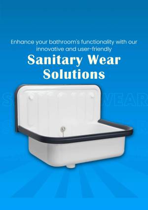 White wall-mounted washbasin with black trim, promoting sanitary wear solutions.