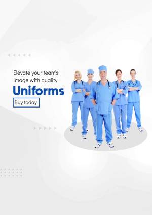Group of healthcare professionals wearing blue medical scrubs and uniforms.